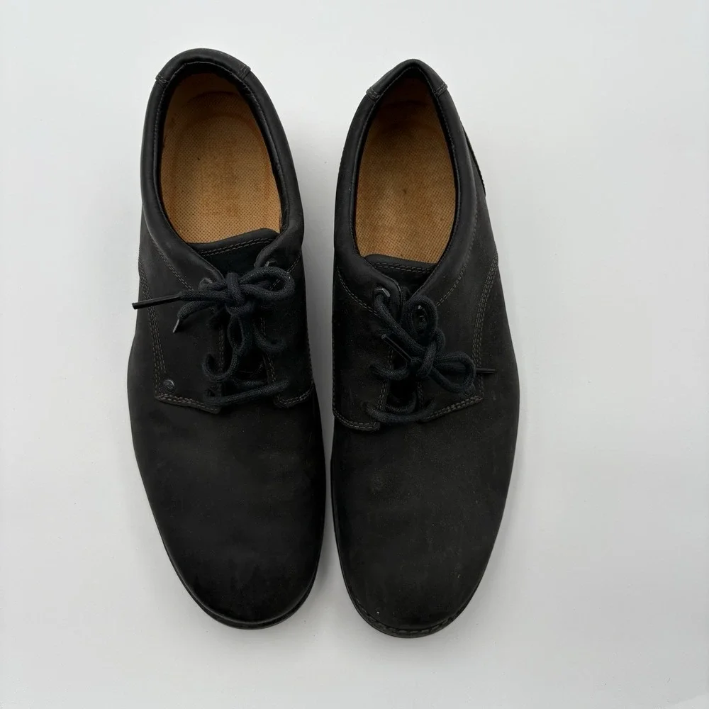 Timberland 95534 Mens 10.5M Black Leather Work Casual Oxford Scuffed Comfort